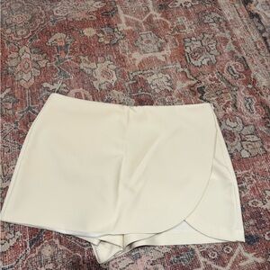 Zara Off-White Skort with Unique Hem